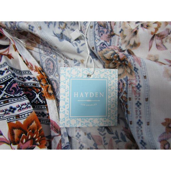 Hayden Rayon White Floral Tunic Wrap Top size 3XL Batwing Boho Colorful Classic - Picture 4 of 8